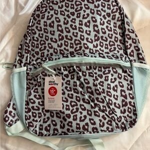 NWT Leopard Print Backpack - Mint and Brown fits 15” laptop